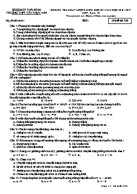 Đề kiểm chất lượng giữa học kì I Vật lí lớp 10 - Mã đề 132 - Năm học 2016-2017 - Trường THPT Tây Thụy Anh